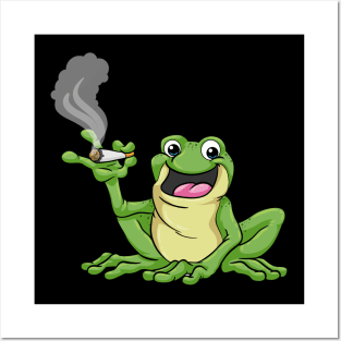 Frog as smoker with cigarette Posters and Art